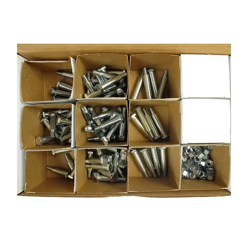 Haute Qualité Coffret de vis axes et écrous pour roues de tondeuses – 136 pièces