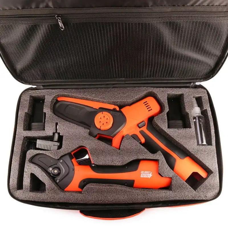 Pack outils sans fil avec mallette en tissu – Mini Tronçonneuse + Sécateur Électrique – KERWOOD Acheter Direct