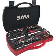 Offre Du Jour Coffret de douilles et accessoires 1/4‘‘ et 1/2‘‘ 60 pièces – SAM OUTILLAGE – 75-SHR60