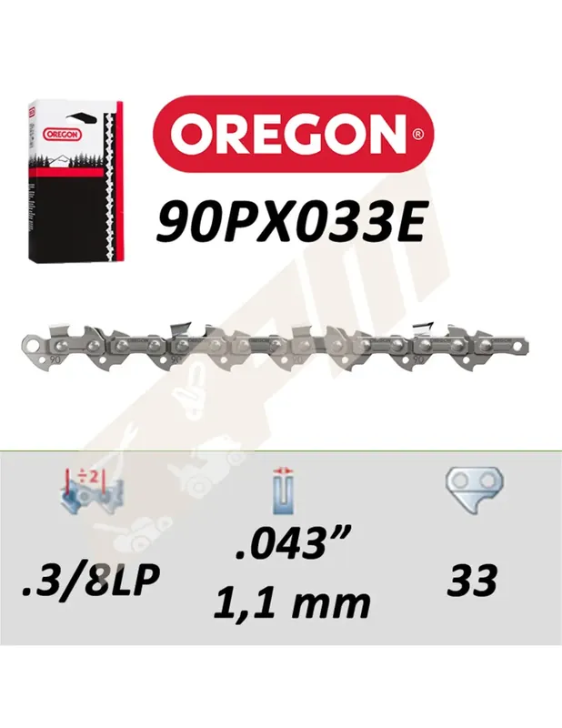 Vente Flash Chaîne de tronçonneuse OREGON 90PX033E 3/8LP .043&Prime; 33 entraîneurs