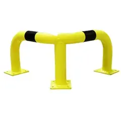Paiement Sécurisé Barrière d’angle avec platine de fixation tube acier D76mm H350mm noir/jaune – VISO – BARA3566NJ