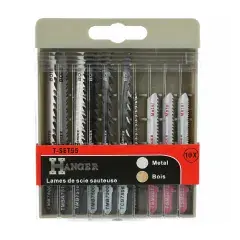 Kit de 10 lames T-SET55 pour scie sauteuse bois et métal - HANGER - 150290 Produit De Marque