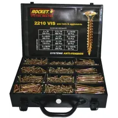 Dernier Modèle Vis à bois agglomérés tête fraisée Pozidriv anti-fendage acier bichromaté coffret de 2210 - ROCKET - 351400093100