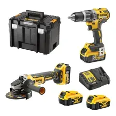 Haute Qualité Pack 2 outils 18V XR (DCD796 + DCG405) + 2 batteries 5Ah + chargeur + coffret T-STAK – DEWALT – DCK2080P2T-QW