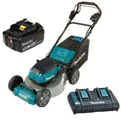 Tondeuse à gazon 2x18V LXT 46cm + 4 batteries 5Ah + chargeur – MAKITA – DLM465PT4 Acheter Direct