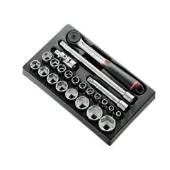 Module douilles 1/2‘‘ 6 pans métriques 23 pièces – FACOM – MOD.S161-36PB Authentique