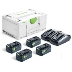Nouveauté Set énergie SYS 18V 4 batteries 5Ah + chargeur TCL 6 DUO en coffret Systainer SYS3 - FESTOOL - 577709