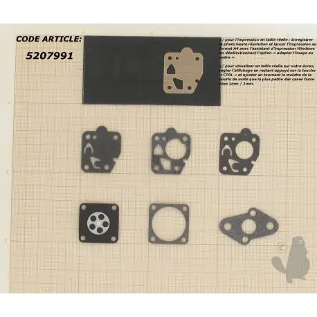 Kit membrane pour carburateur TK – HOMELITE – SHINDAIWA – KAWASAKI Offre Limitée