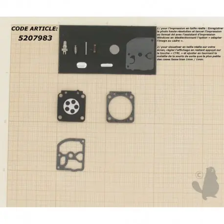 Jusqu'à Épuisement Des Stocks Kit membrane pour carburateur ZAMA C1Q monté sur STIHL FS38 - FS75 - FS80 - FS85 - HT70 - HT75 - MS170 2-MIX
