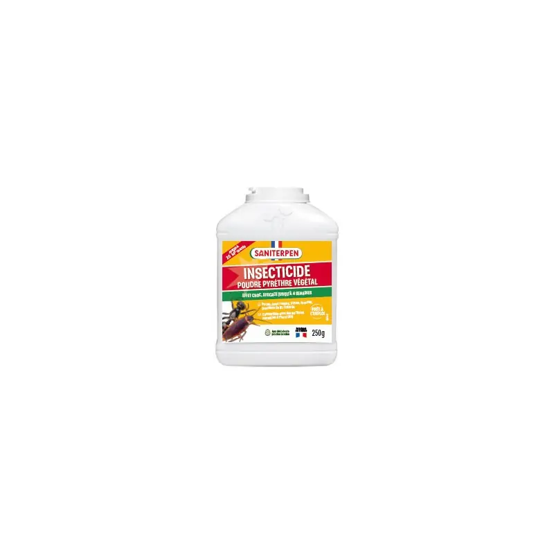 INSECTICIDE POUDRE AU PYRÈTHRE VÉGÉTAL 250G – SANITERPEN Offre Limitée