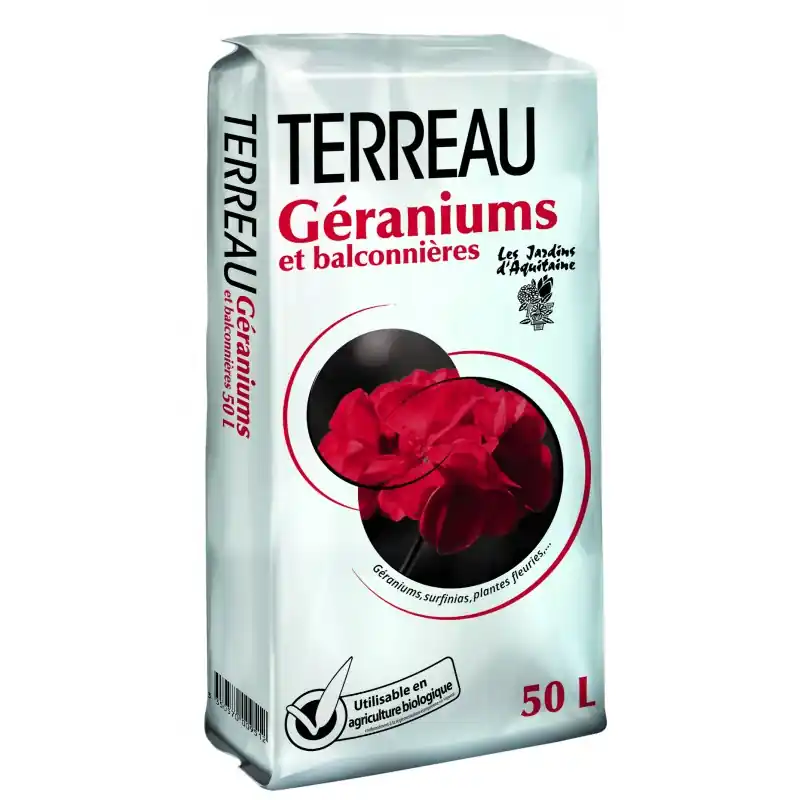 TERREAU GERANIUMS 50L – LES JARDINS D‘AQUITAINE Promotion Saisonnière