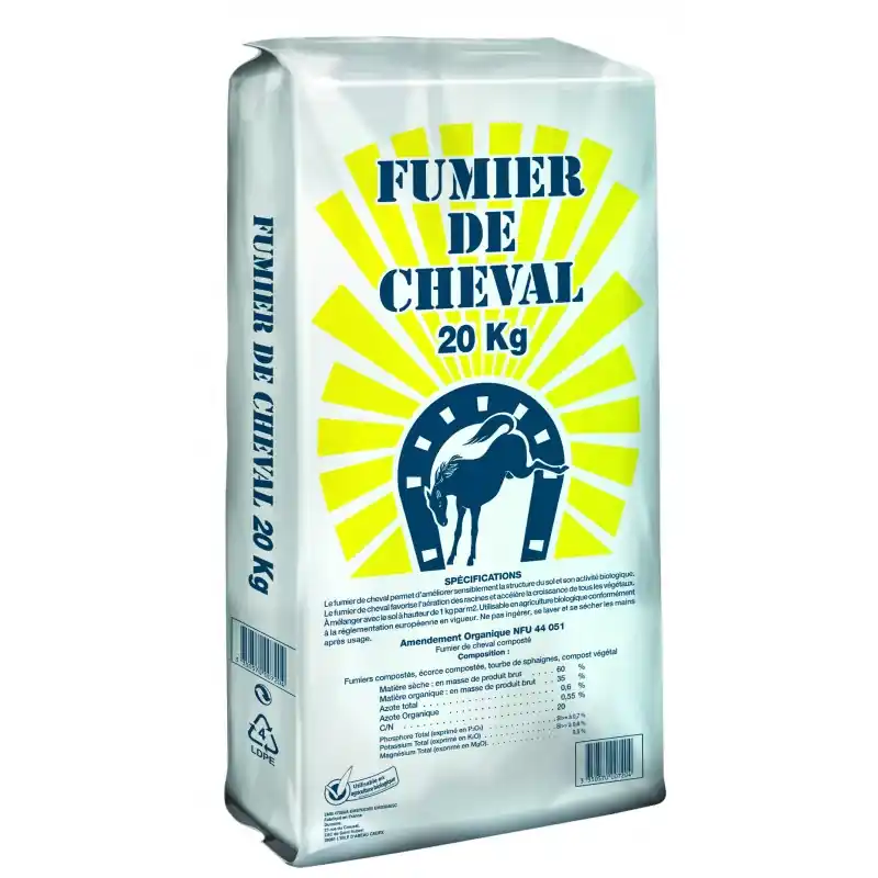FUMIER DE CHEVAL 20KG – LES JARDINS D‘AQUITAINE Meilleur Prix