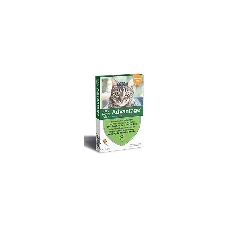 4 PIPETTES ANTIPARASITAIRES -4KG – BAYER ADVANTAGE Paiement Sécurisé