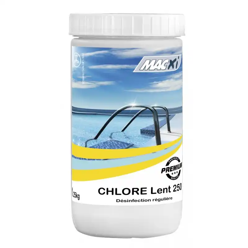 CHLORE LENT 250 1.25KG - MACXI Acheter Direct