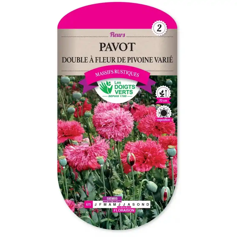 Retour Gratuit PAVOT DOUBLE A FLEUR DE PIVOINE VARIÉ - CATÉGORIE 2 - LES DOIGTS VERTS