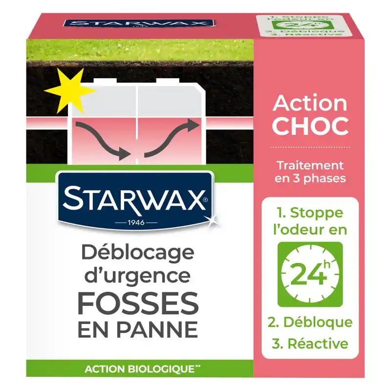 Nouvel Arrivage TRAITEMENT D‘URGENCE FOSSES SEPTIQUES 3X200G – STARWAX