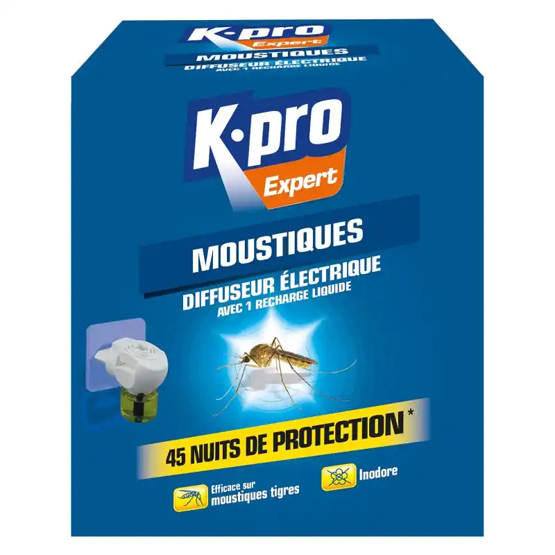 Prix Choc DIFFUSEUR ÉLECTRIQUE ANTI-MOUSTIQUE + RECHARGE LIQUIDE - KPRO