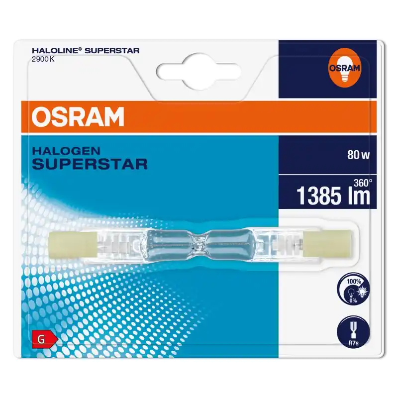 Ampoule Halogène R7S Crayon Tube 80 W 100 W Blanc chaud 2900 K – OSRAM Promotion