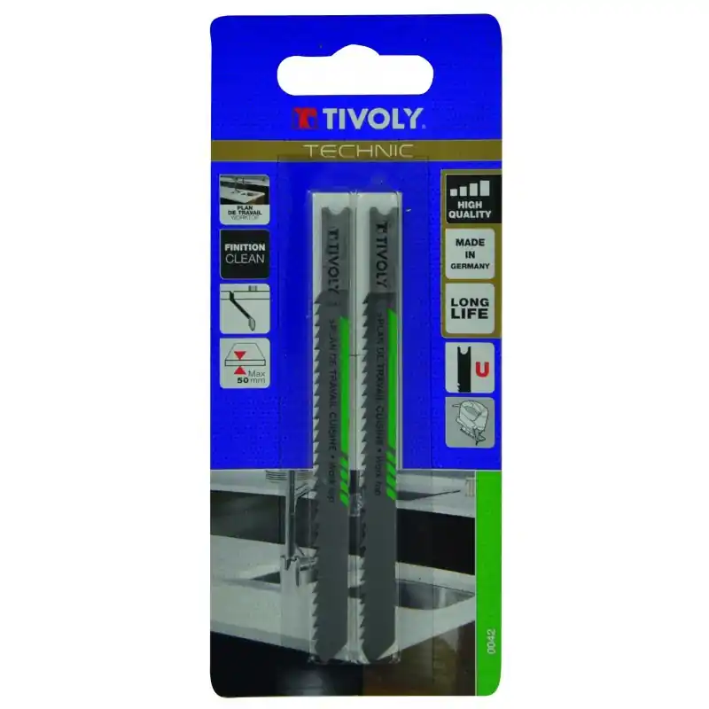 Haute Qualité LAME SCIE SAUTEUSE POUR PLAN DE TRAVAIL L100MM ATTACHE U COUPE DROITE ET FINITION - TIVOLY