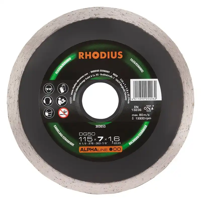 Haute Qualité DISQUE DIAMANT - DG50 - 115 x 7.0 MM - RHODIUS