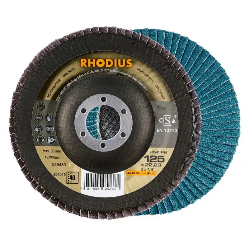 Authentique DISQUE A LAMELLES – LSZ F2 – 125 x 22.23 MM – GRAINS 40 – RHODIUS