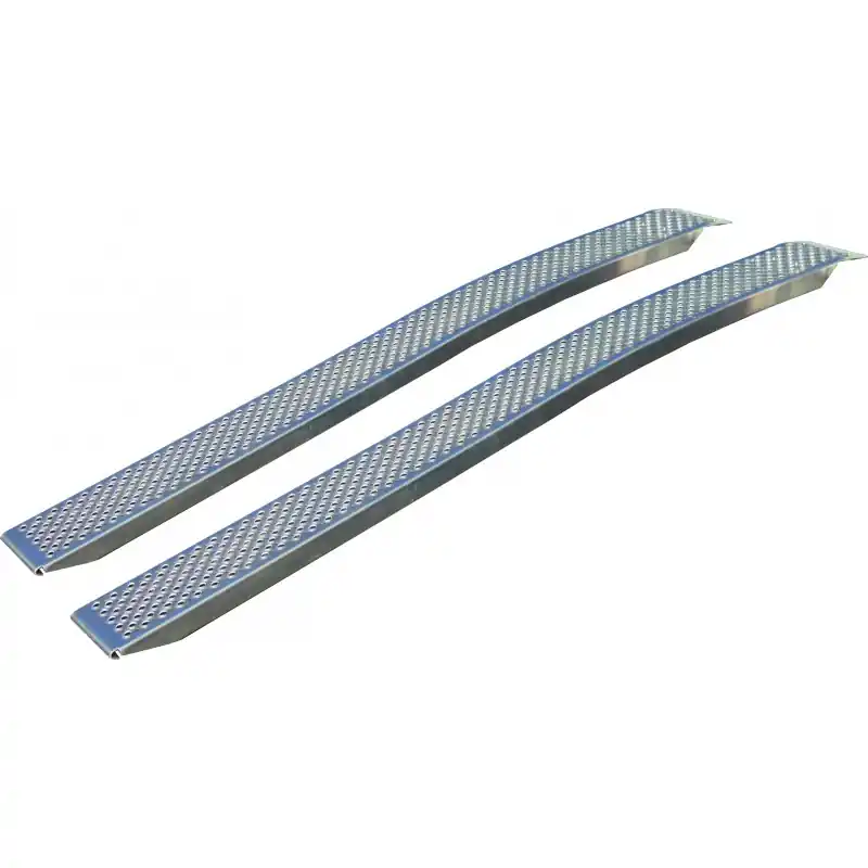 Livraison Express JEU DE 2 RAMPES ALU 2M COURBEE SANS REBORDS 400KG