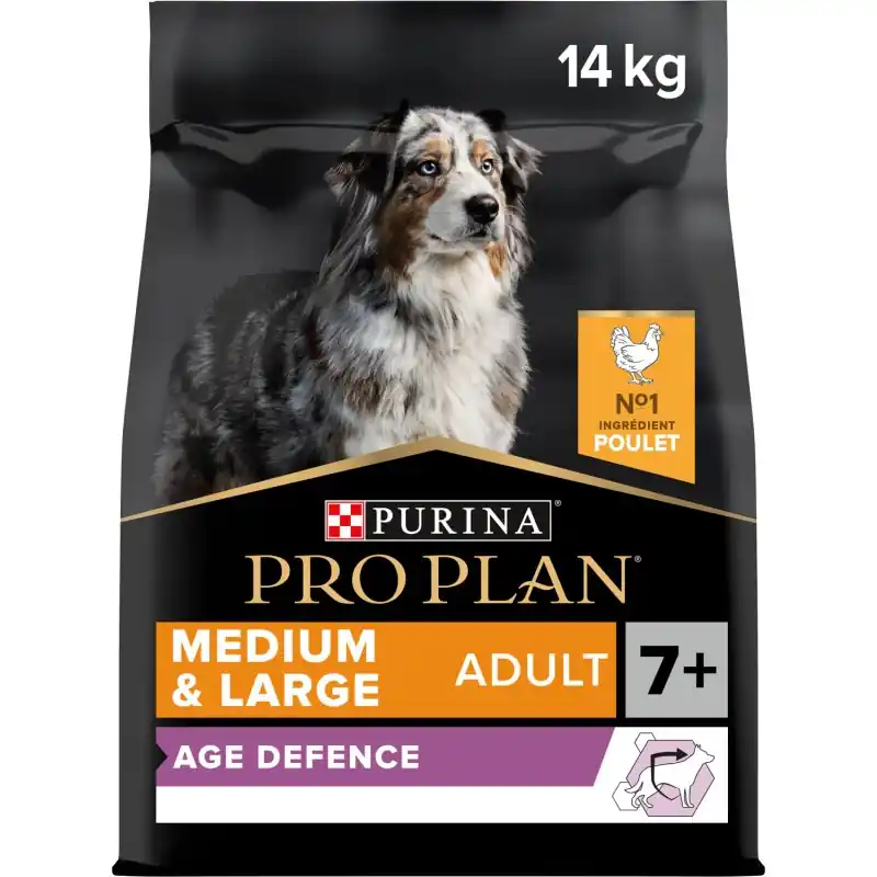 CROQUETTES CHIEN PRO PLAN MEDIUM & LARGE ADULT 7+ RICHE EN POULET 14 KG Populaire