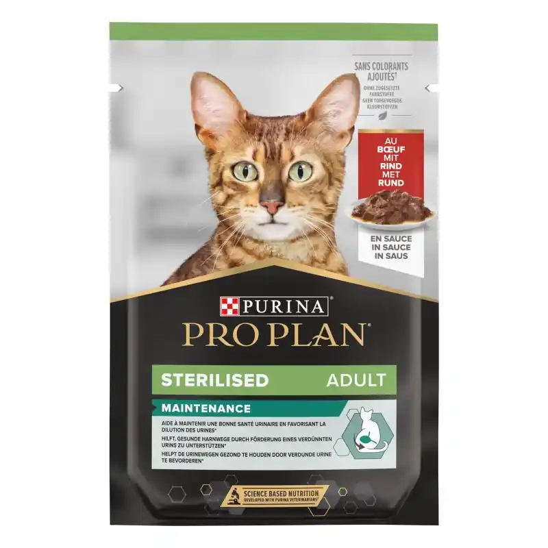 Acheter Direct ALIMENT HUMIDE CHAT PRO PLAN NUTRISAVOUR STERILISED AU BOEUF – POCHON 85 G