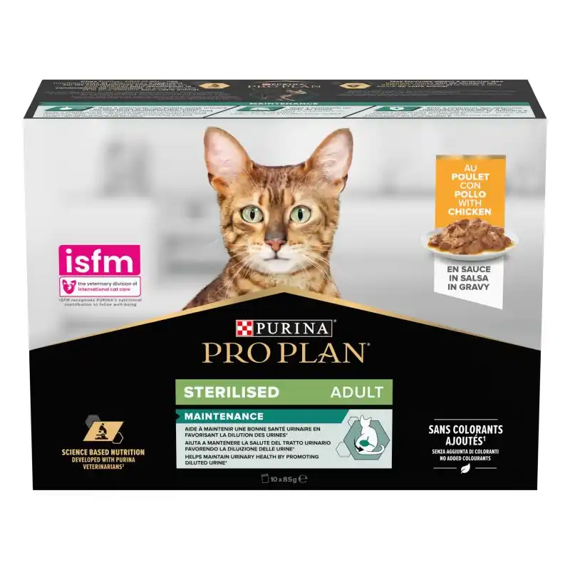 Super Prix ALIMENT HUMIDE CHAT PRO PLAN NUTRISAVOUR STERILISED AU POULET - POCHONS 10X85 G