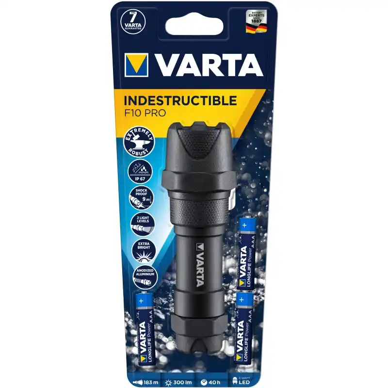 TORCHE INDESTRUCTIBLE F10 300lm + 3AAA - VARTA Offre Spéciale
