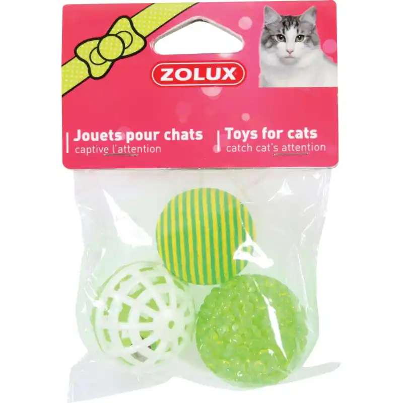 JOUET CHAT 3 BALLES VARIEES 4C Commander Vite